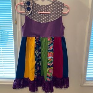 Boutique patch dress with lace 2T